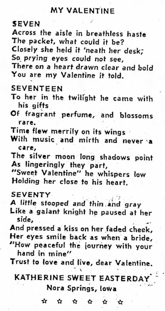 1962 valentine's poem